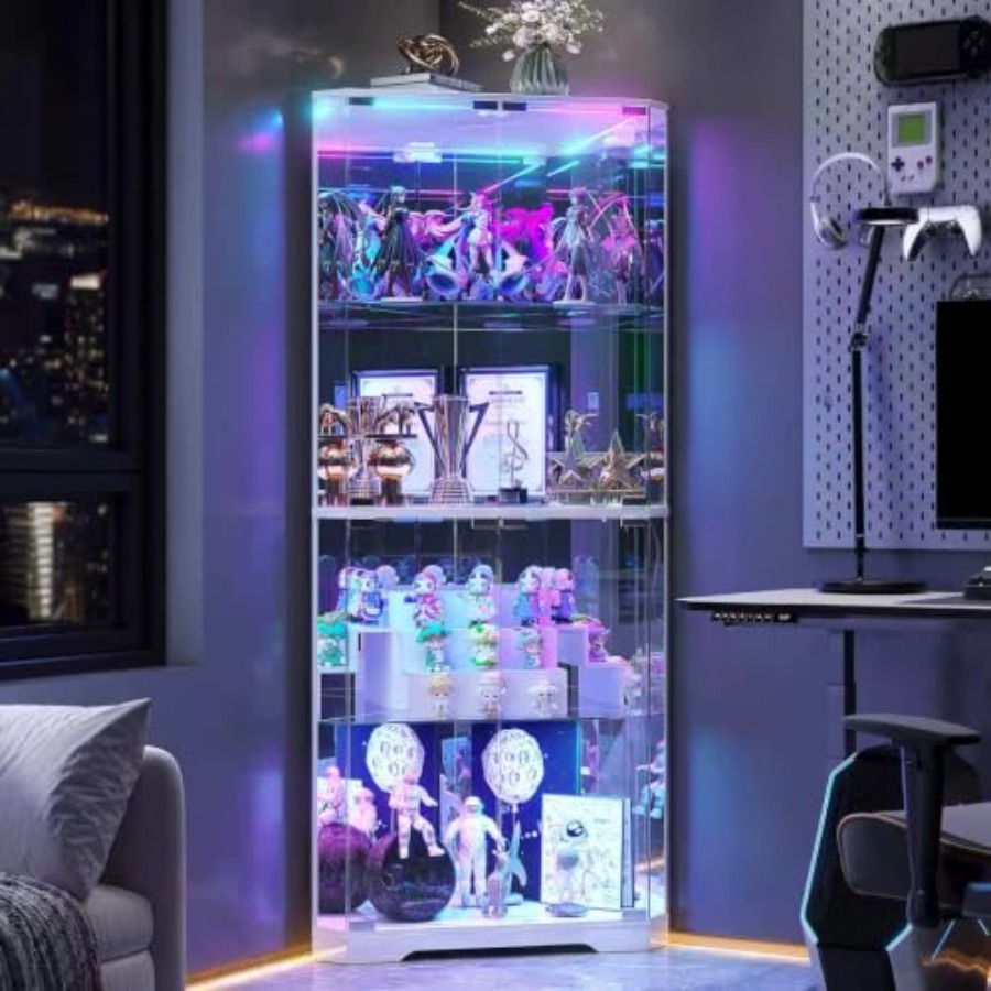 Glass Cabinet Display - Armário de canto alto de 64,7