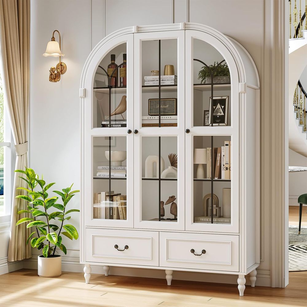 Glass Cabinet Display - Armário de Cozinha Arqueado de 70,8''