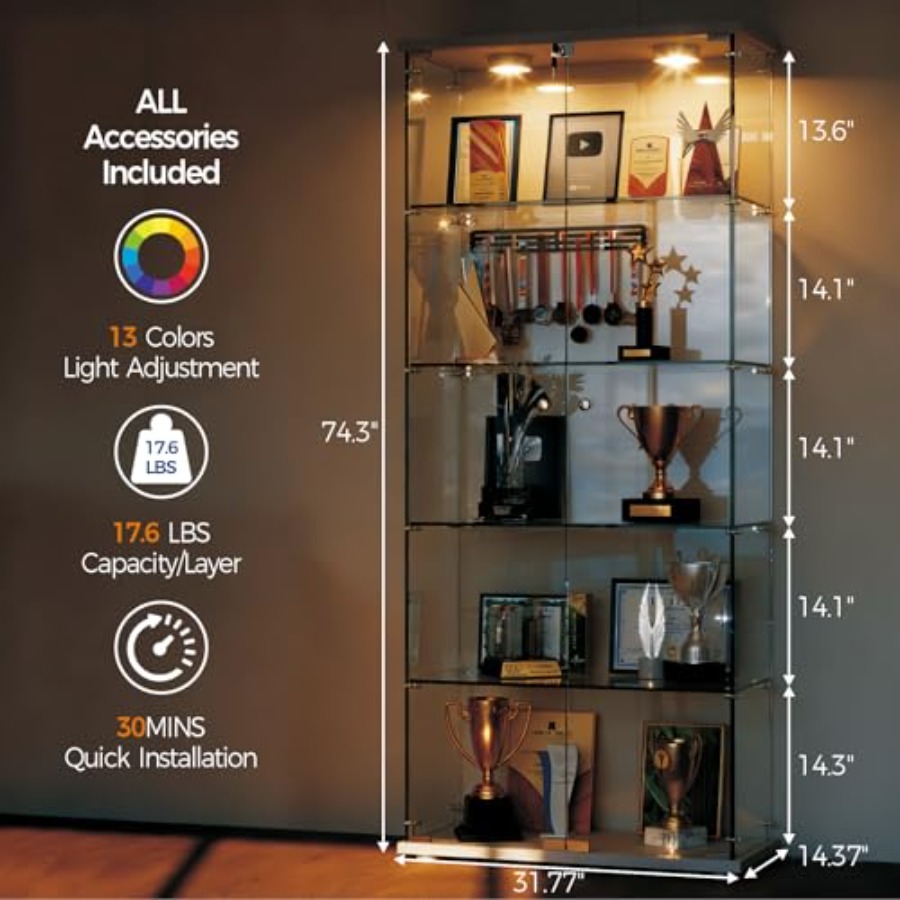 Armário Expositor com 5 Pratel - Glass Cabinet Display avaliação e preço